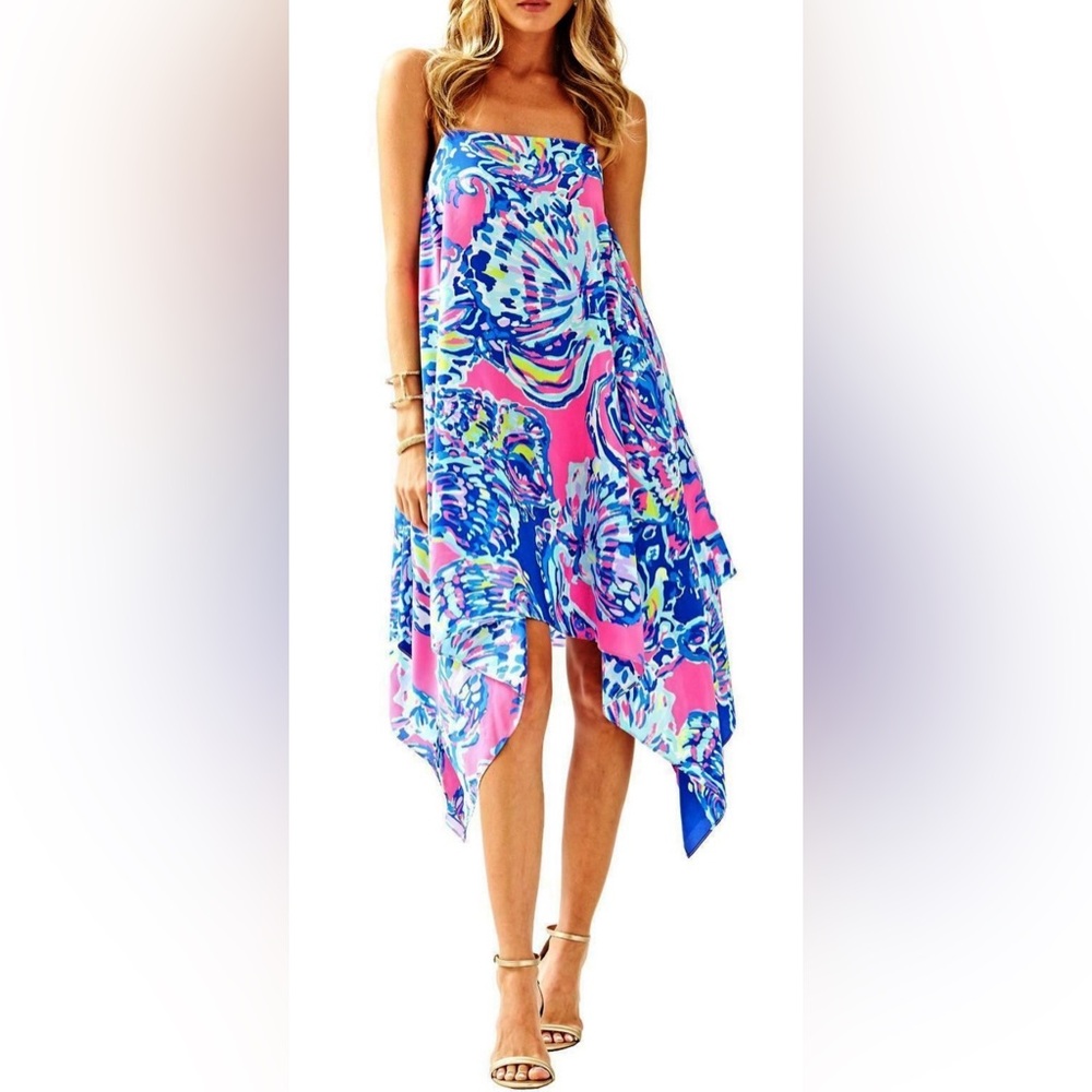 Lilly Pulitzer NWT 🦄 Kimi Silk Dress 🦄 Coastal Retreat Size XXS Holy Grail! - Picture 2 of 15